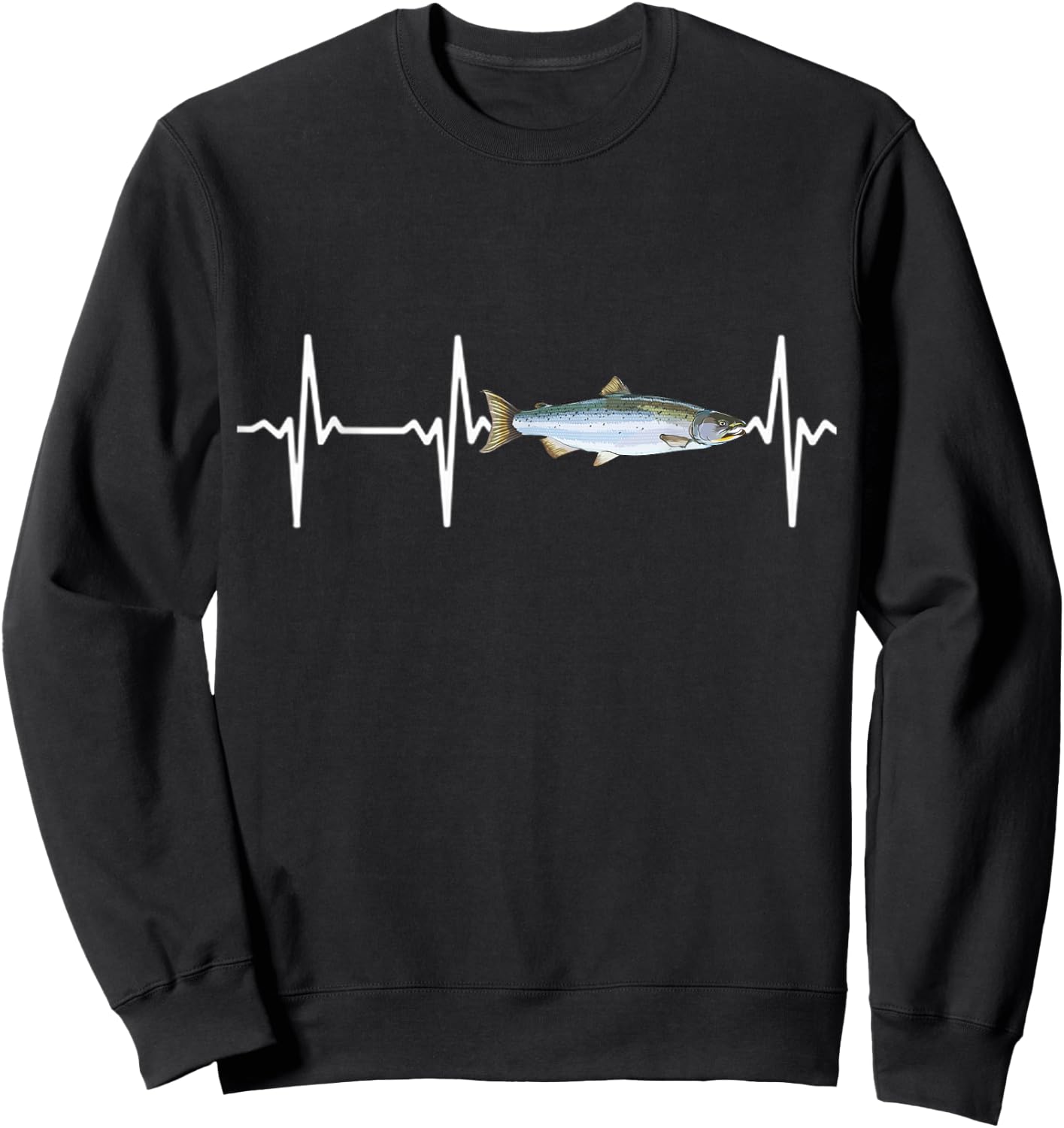 Coho Salmon Heartbeat For Freshwater Fish Fishing Lovers Sweatshirt - Sweatshirt | Black