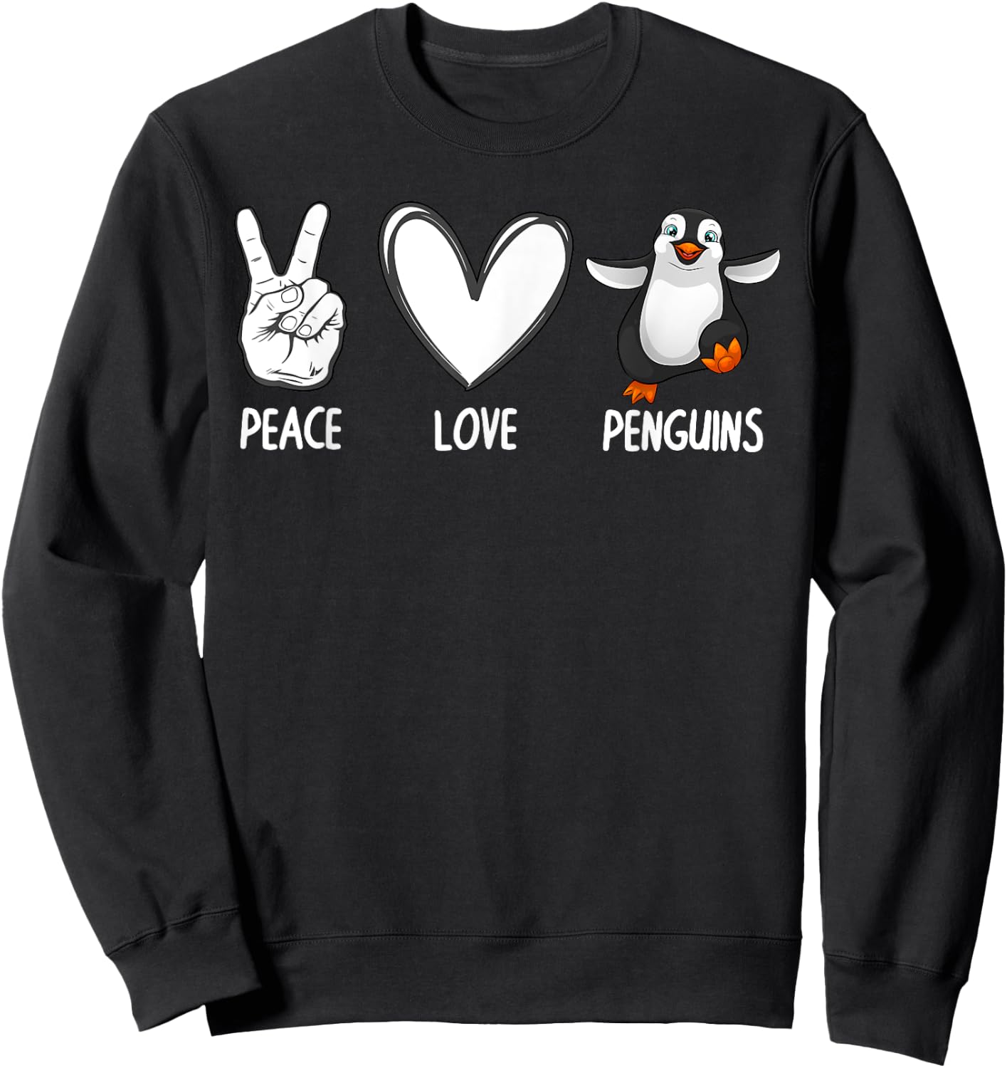 Cool Penguin Art Women Peace Love Penguins Zookeeper Sweatshirt - Sweatshirt | Black