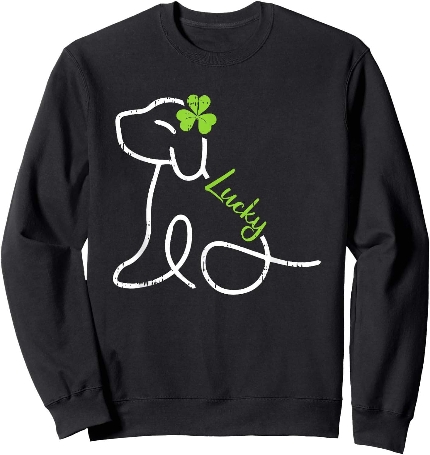 Lucky Dog St Patricks Day Cute Irish Puppy Shamrock Clover Men Women Kids Sweatshirt - Sweatshirt | Black