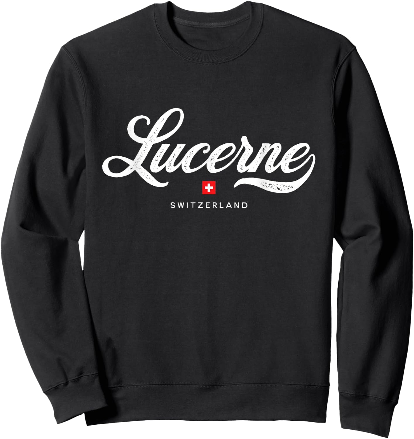 Lucerne Switzerland Retro Vintage Sweatshirt - Sweatshirt | Black