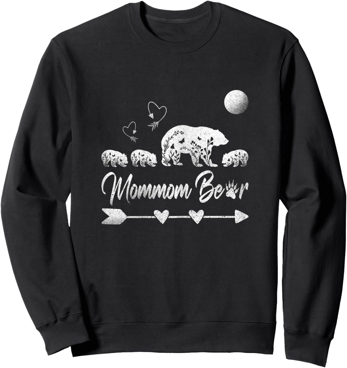 Mommom Bear With Three Bear Cubs Cute Mothers Day Boho Arrow Sweatshirt - Sweatshirt | Black