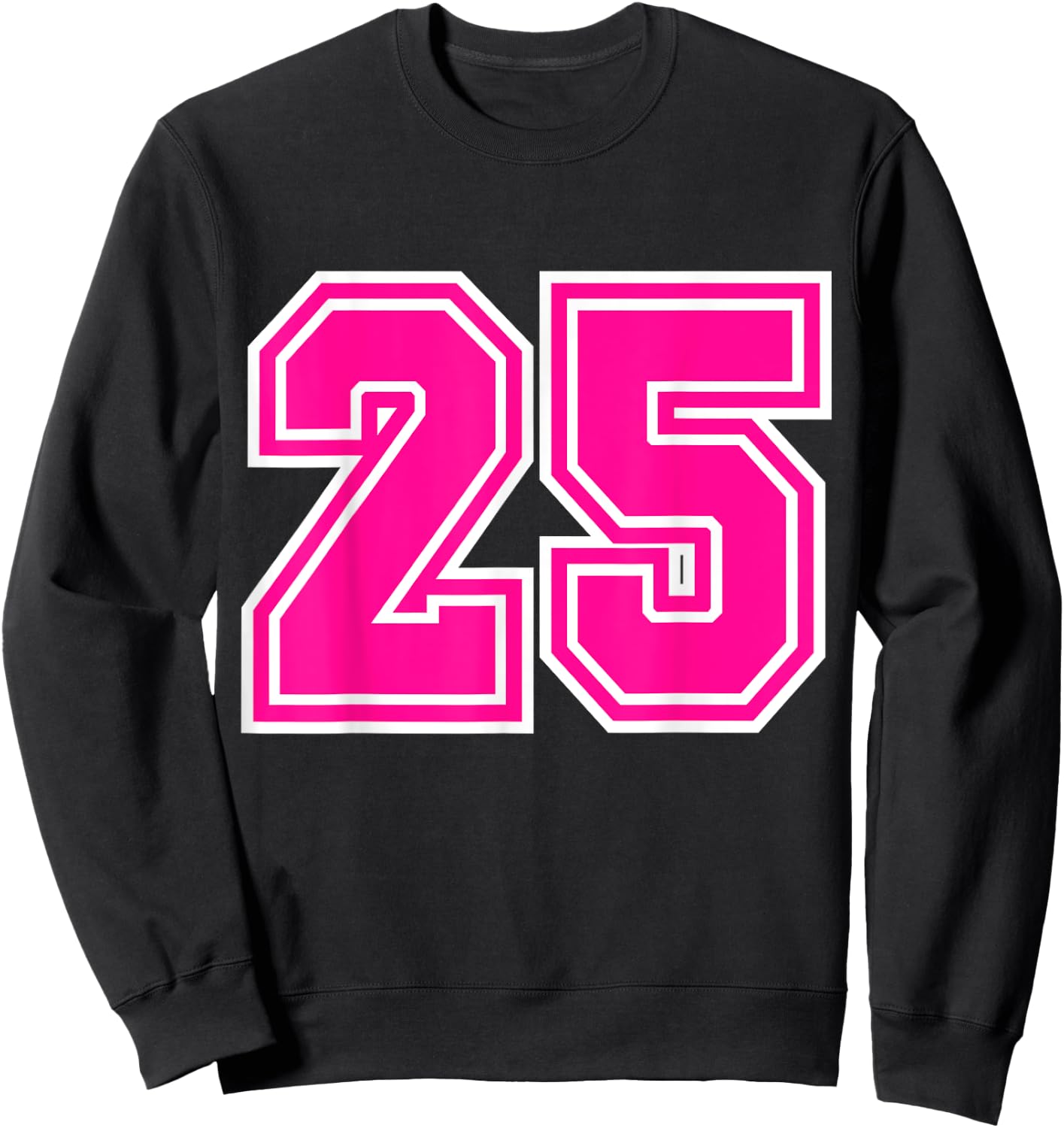 Number #25 Varsity Pink Favorite Number Sweatshirt - Sweatshirt | Black