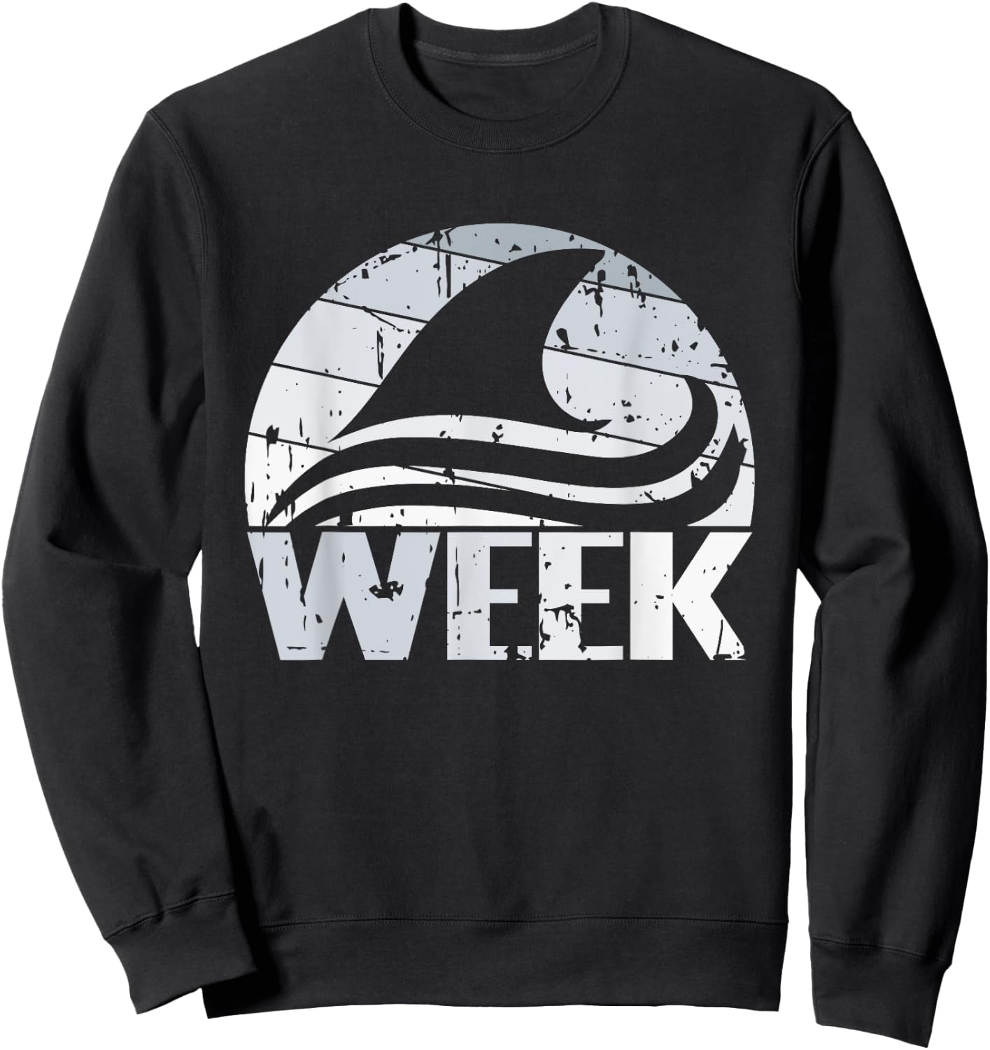 Retro Shark Fin Week 2024 Shark Lover Ocean Wildlife Summer Sweatshirt - Sweatshirt | Black