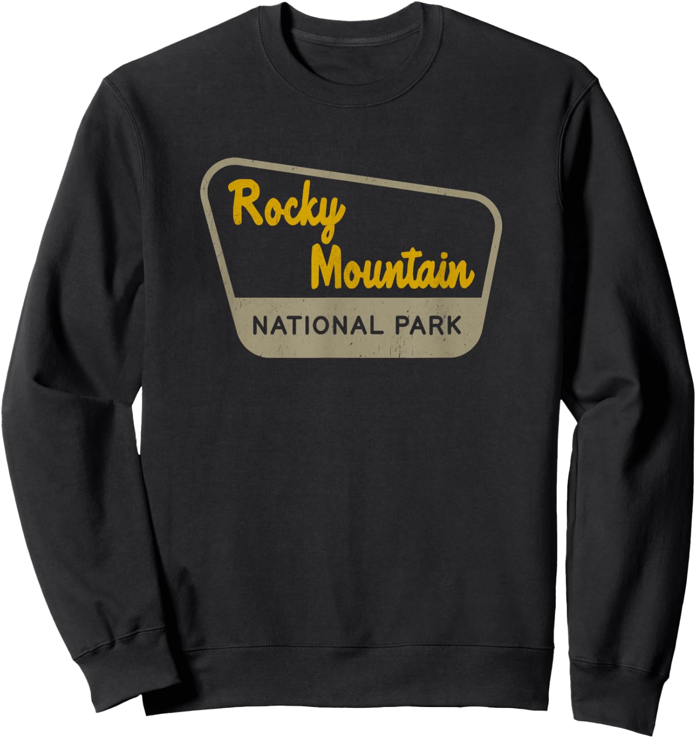 Rocky Mountain National Park Retro Two-Tone Sign Sweatshirt - Sweatshirt | Black