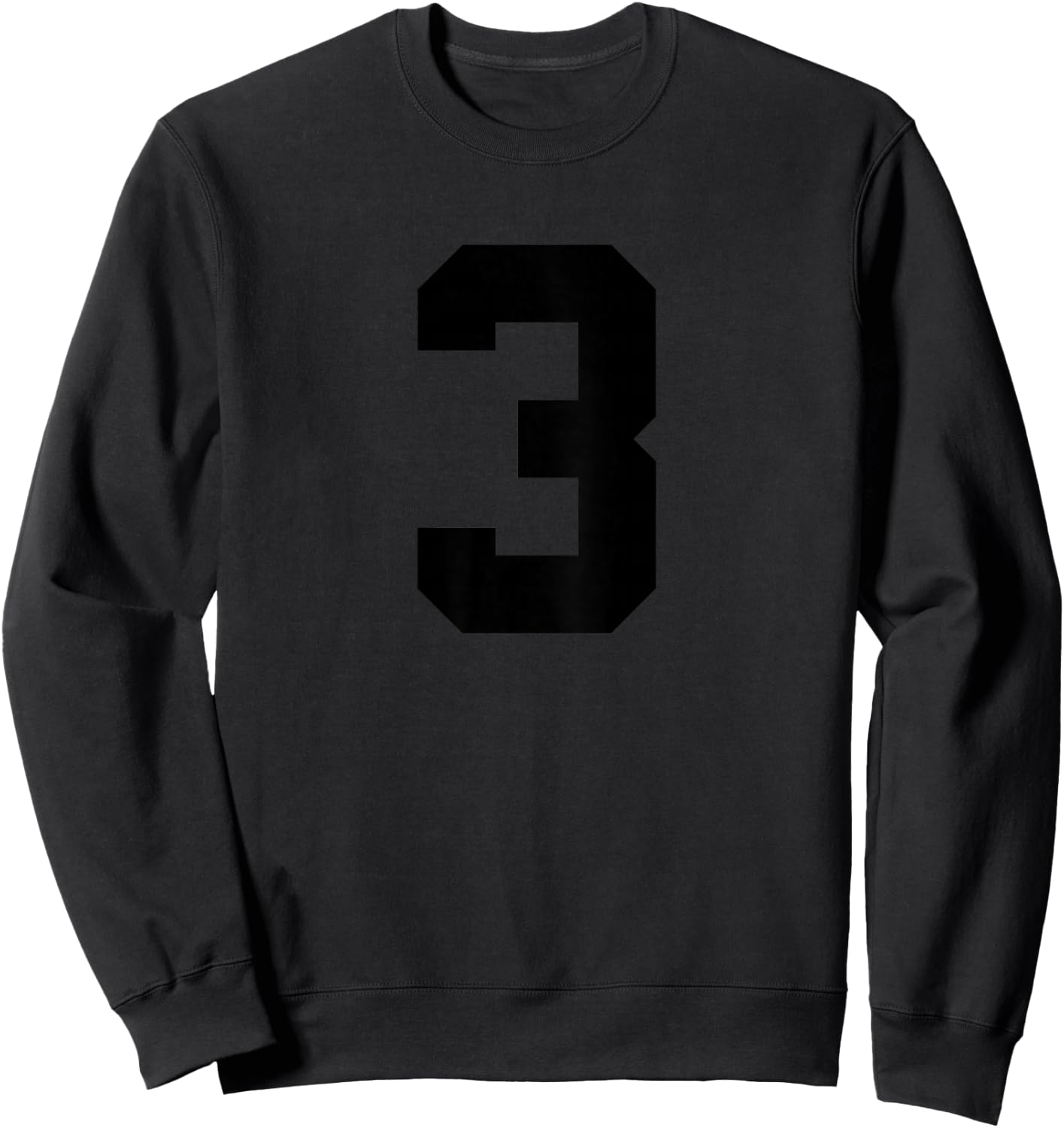 Number 3 (on Back) Team Jersey Number Sweatshirt - Sweatshirt | Black