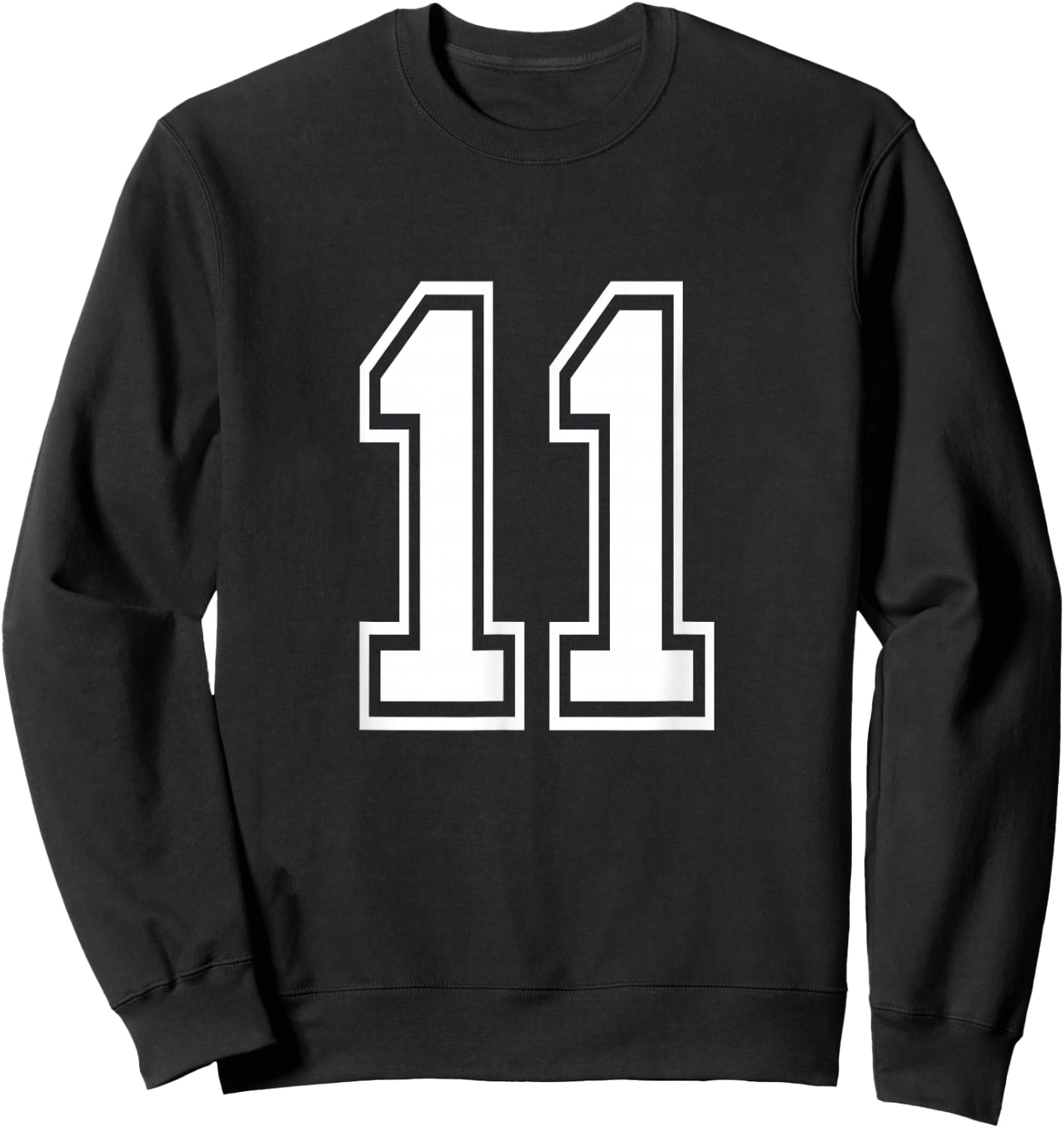 Number 11 Front + Back Varsity Sports Team 11th Birthday Sweatshirt - Sweatshirt | Black
