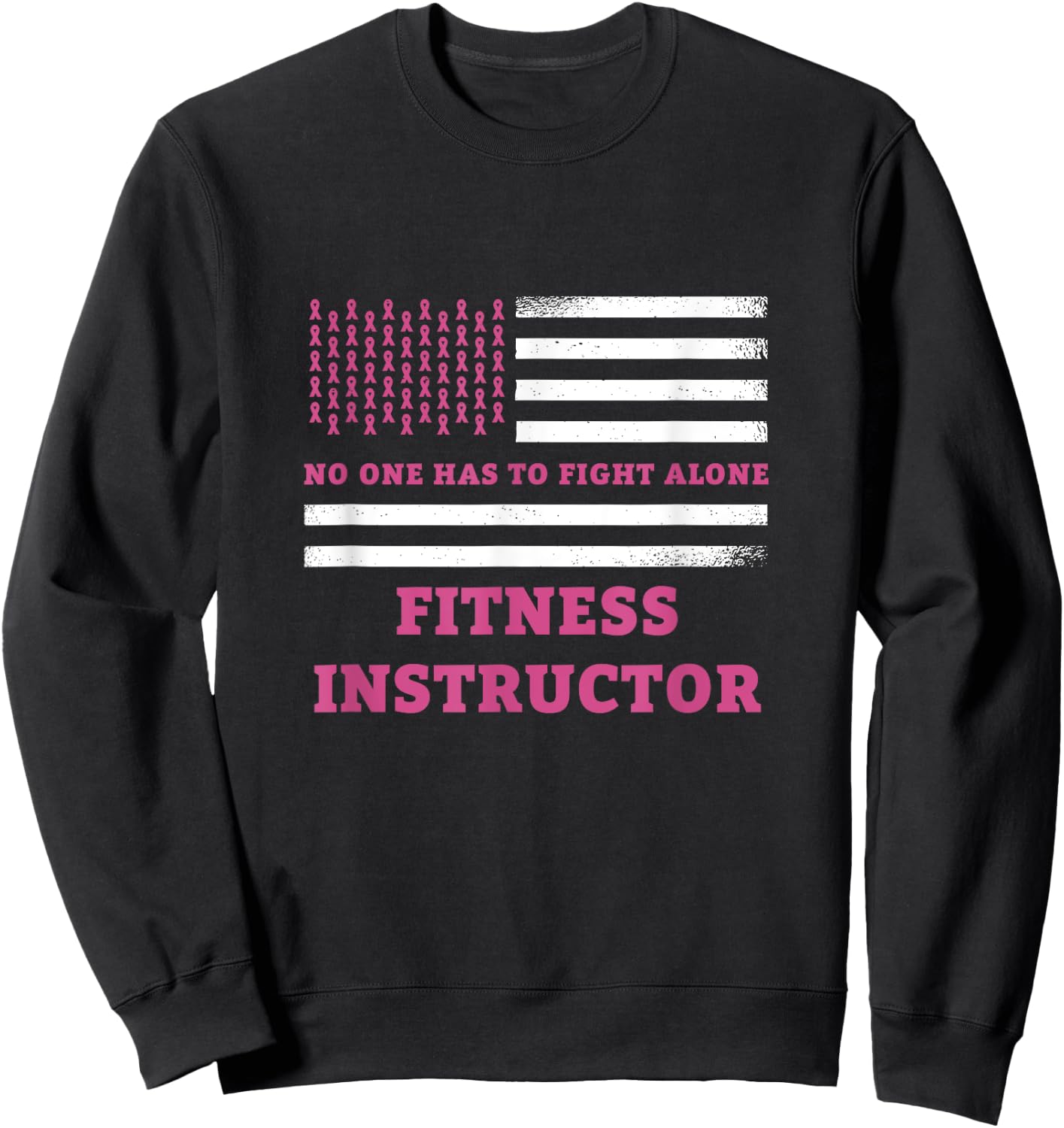 Breast Cancer Awareness Fitness Instructor Pink Ribbon Sweatshirt - Sweatshirt | Black