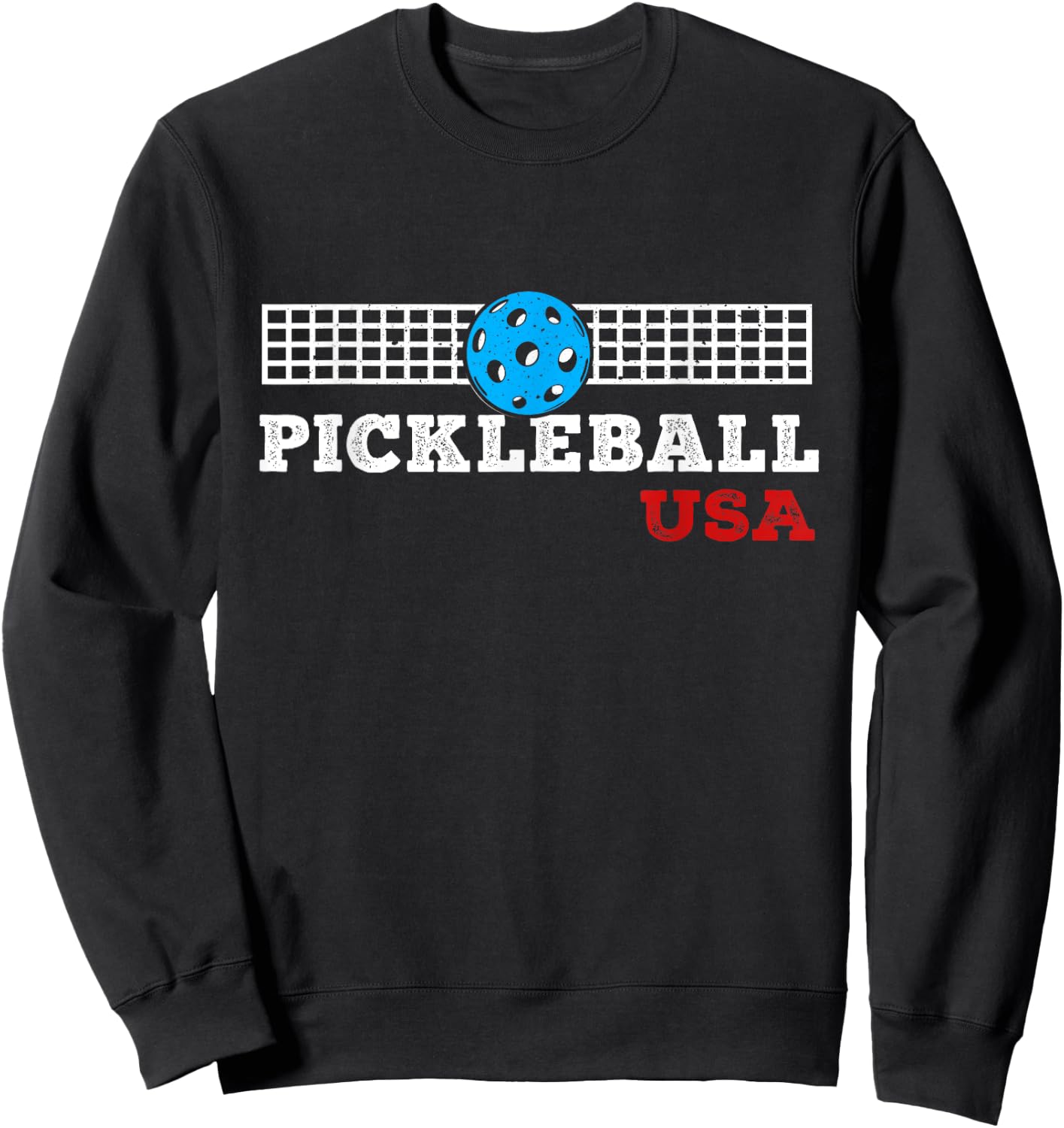 Pickleball Support the Team Pickleball Player USA Flag Sweatshirt - Sweatshirt | Black