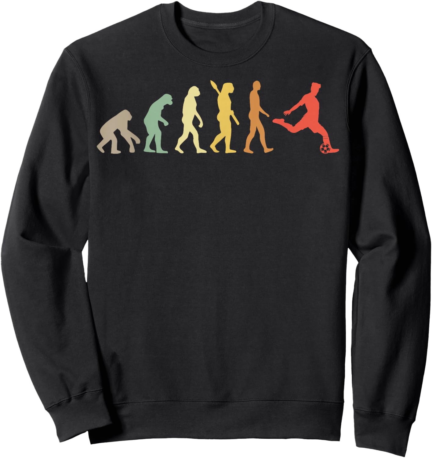 Retro Soccer Evolution of Man Athlete Sweatshirt - Sweatshirt | Black