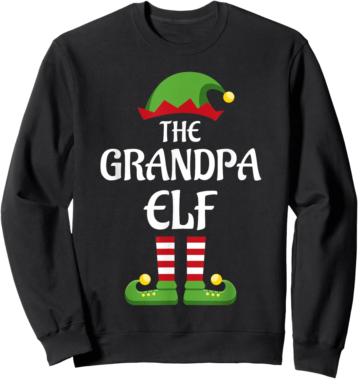 Grandpa Elf Family Matching Group Christmas Sweatshirt - Sweatshirt | Black