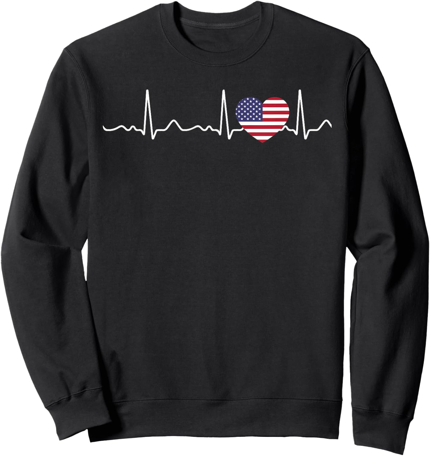 USA - heartbeat, pulse, heart line, ECG Sweatshirt - Sweatshirt | Black
