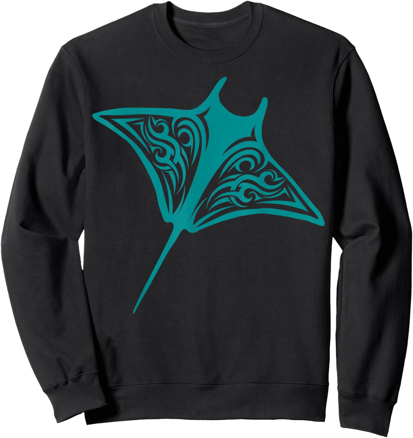 Manta Ray Hawaii Tribal Stingray Fish Ocean Biologist Sweatshirt - Sweatshirt | Black