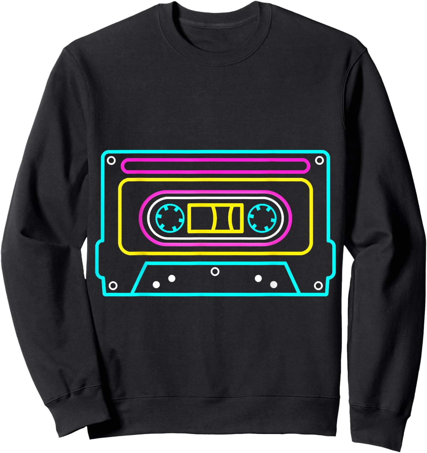 Cassette NEON Tapes Mixtapes 80s 90s Music Songs Retro Sweatshirt - Sweatshirt | Black