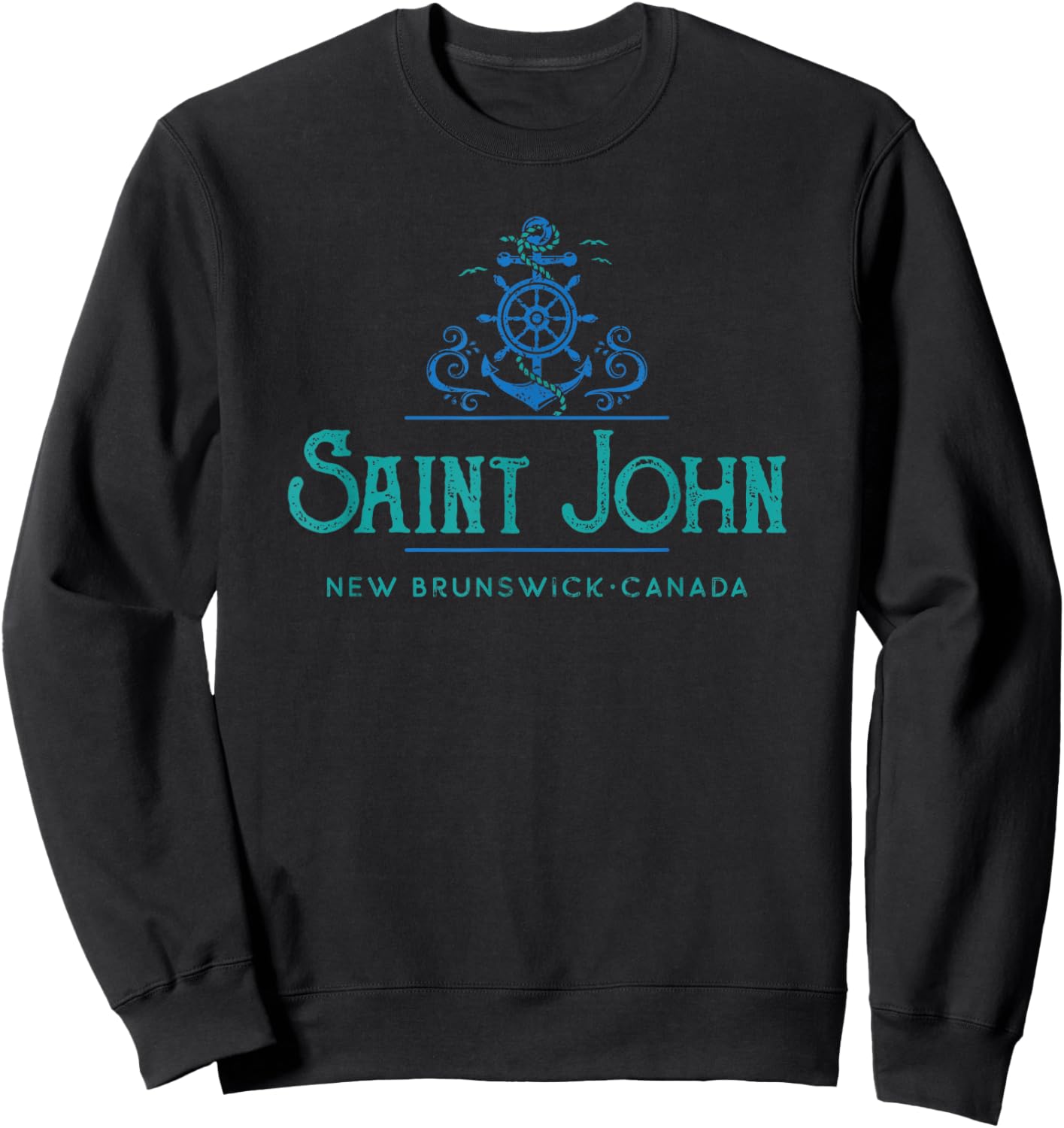 Saint John, New Brunswick, Canada Nautical Design Sweatshirt - Sweatshirt | Black