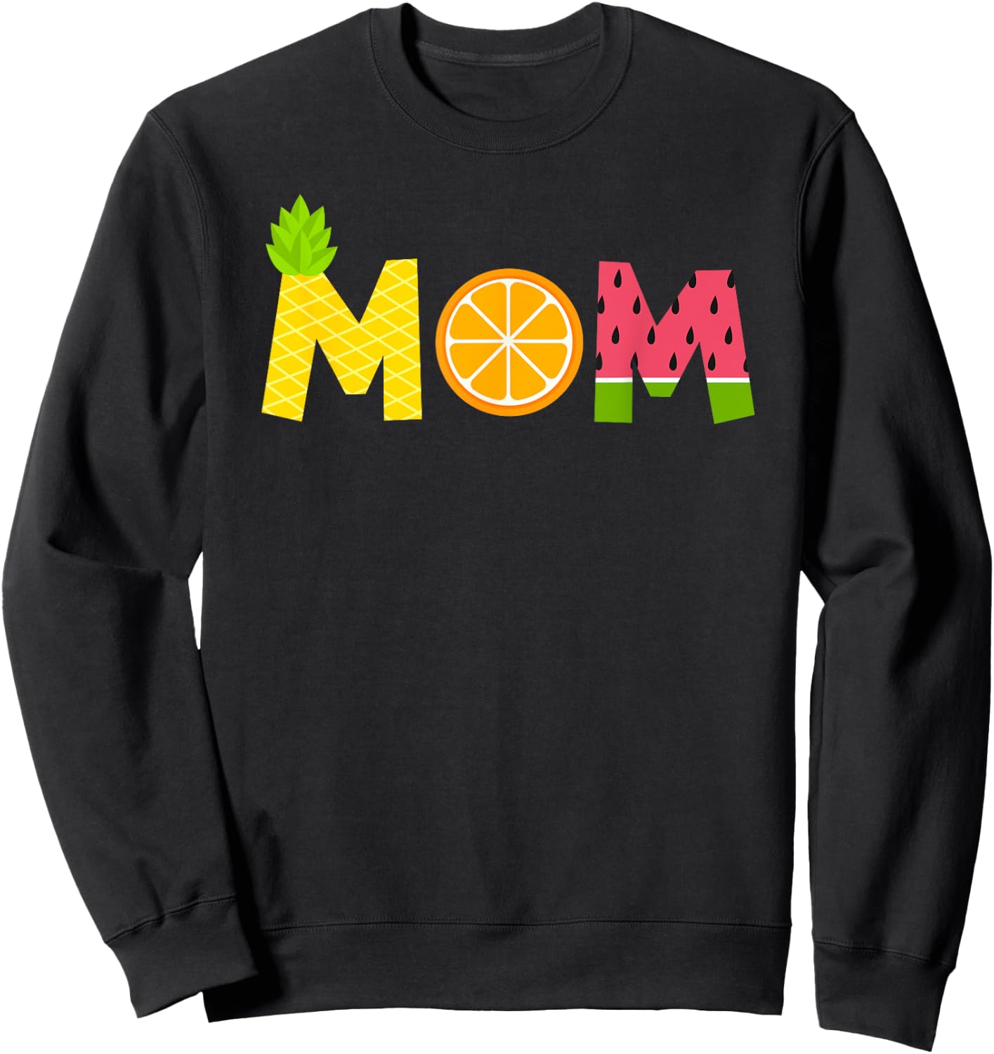 Funny Mom Fruitarian Lover Summer Mommy Fruit Slice Sweatshirt - Sweatshirt | Black