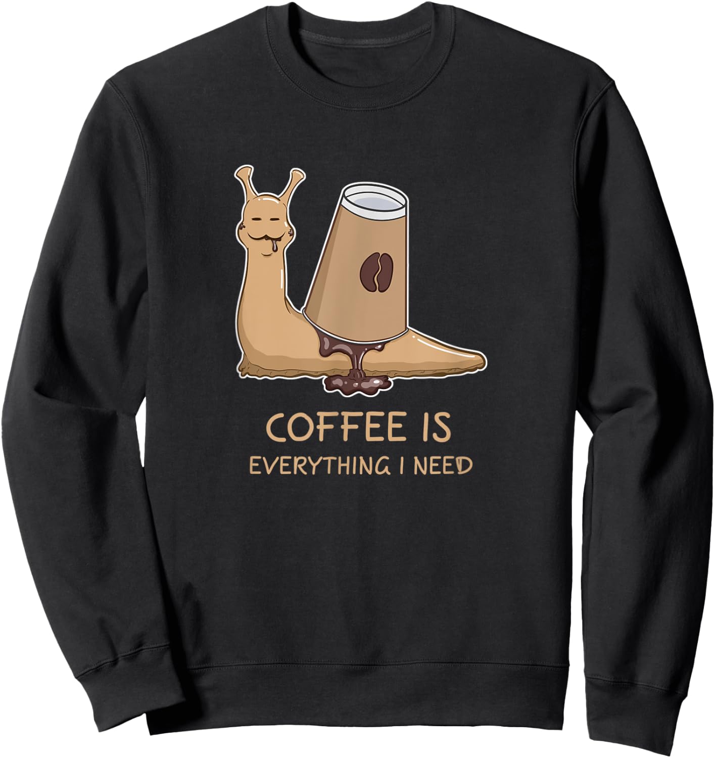 Coffee Cup Agate Snail Shell Pet Animal Funny Apparel Sweatshirt - Sweatshirt | Black