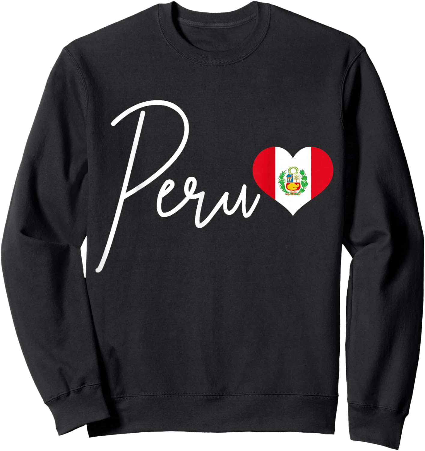 Peruvian Flag Heart Pride Sweatshirt - Sweatshirt | Black