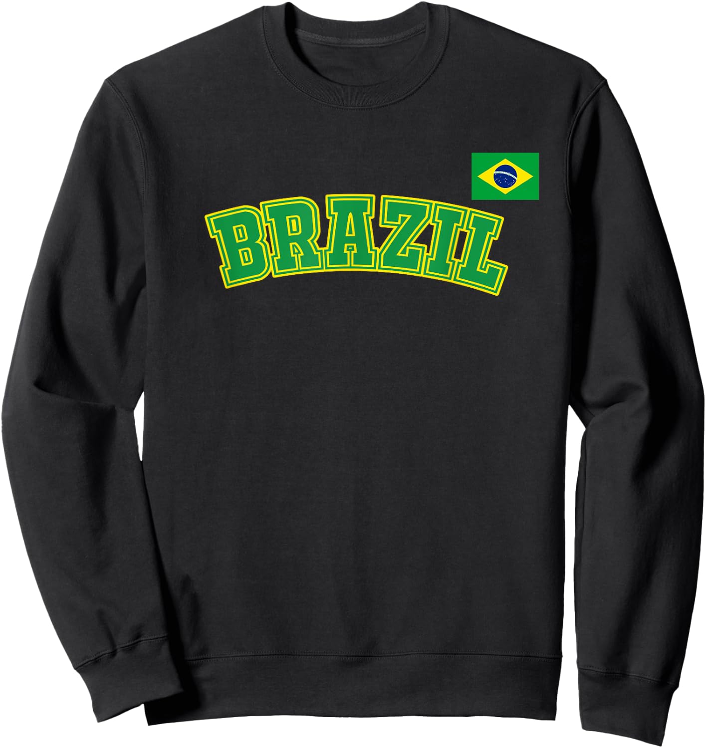 Brazil T Shirt Women Men Kids Brasil Brazilian Flag Sweatshirt - Sweatshirt | Black