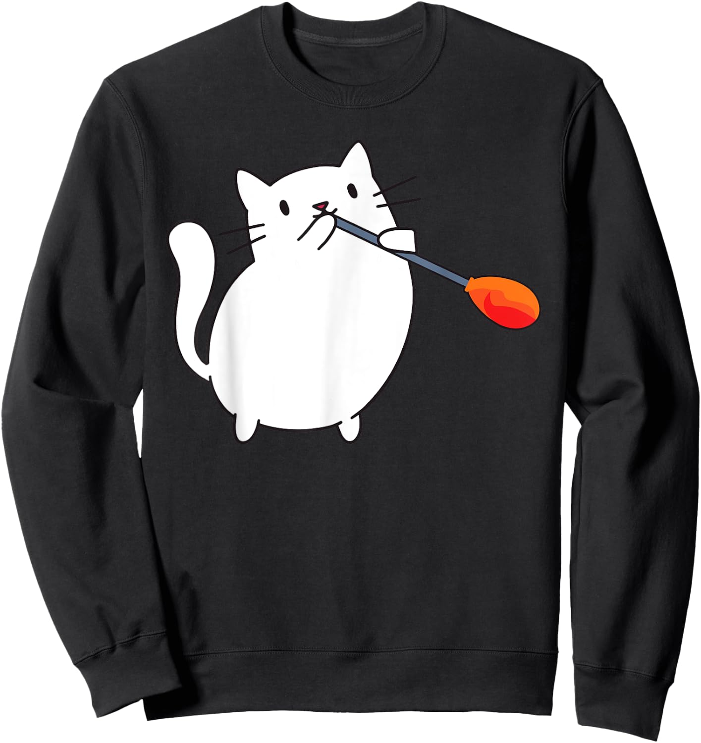 Glassworkers Gift Ideas Glassblowing Lover Cat Cute Funny Glassmith Glassblowing - Black, -Adults & Enthusiasts, , Short Sleeve, , All Seasons, Cartoon Pattern, Cat Theme Sweatshirt - Sweatshirt | Black