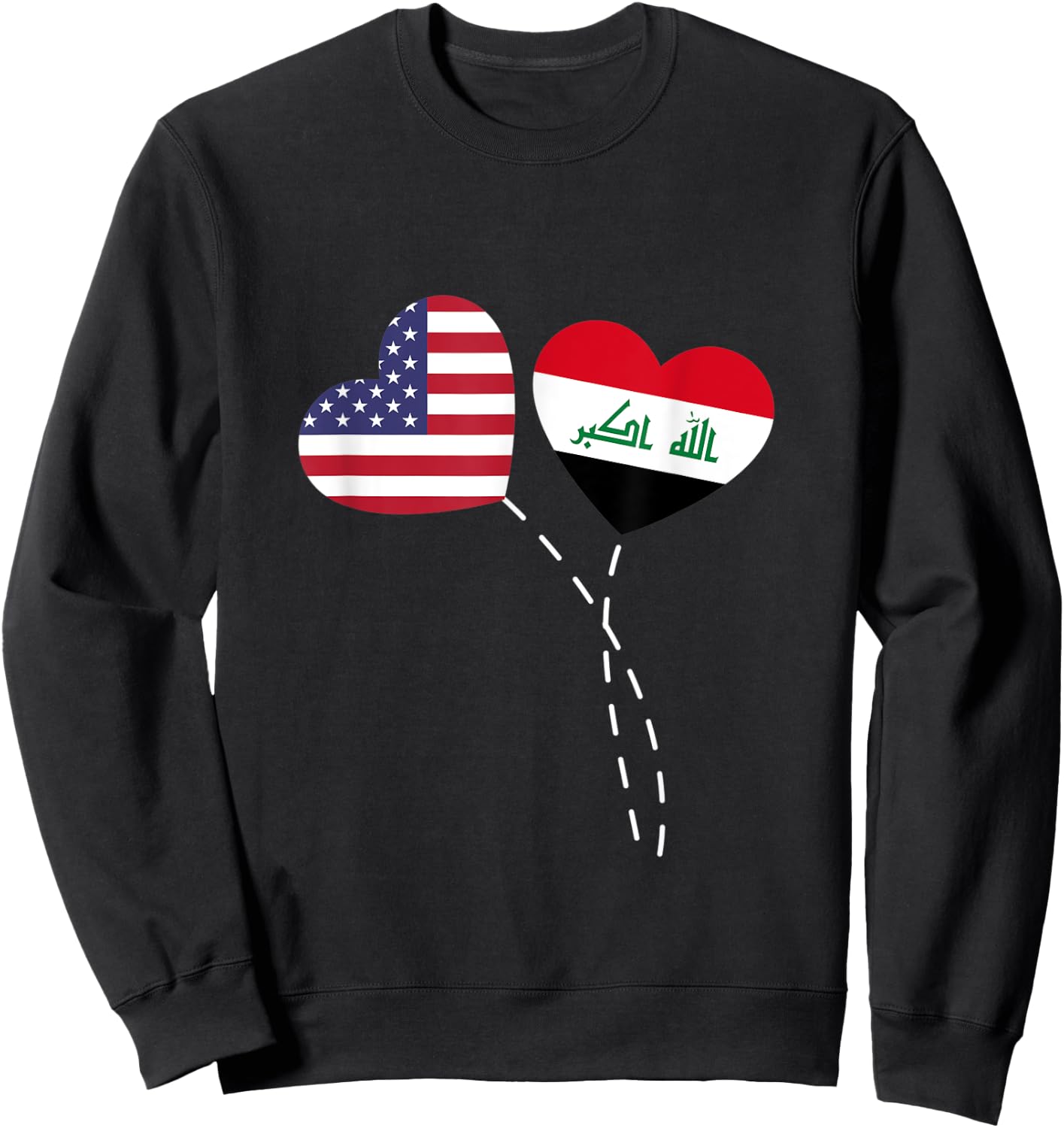Loving USA Iraq Flag Heart Iraqi Americans Love Sweatshirt - Sweatshirt | Black