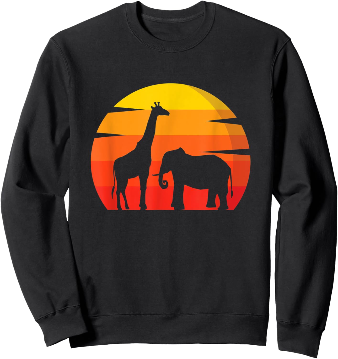 Elephant Giraffe Vintage Animal Lover Zoo Africa Animals Sweatshirt - Sweatshirt | Black