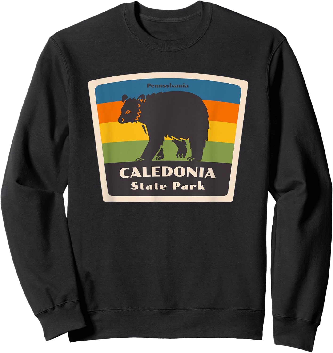 Retro Caledonia State Park Pennsylvania Bear PA Souvenir Sweatshirt - Sweatshirt | Black