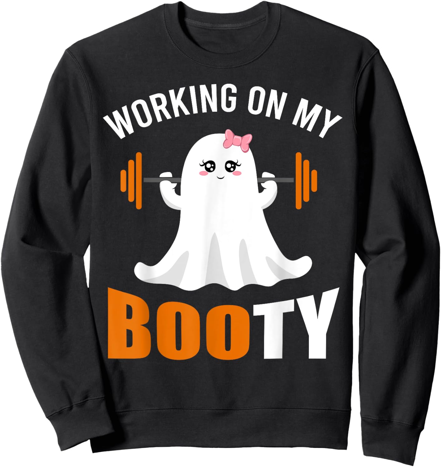 Working On My Booty Ghost Boo Gym Lover Halloween Funny Sweatshirt - Sweatshirt | Black