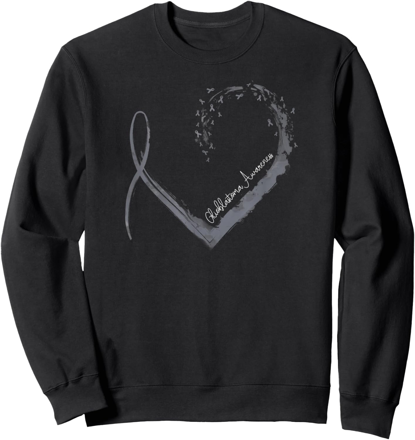 Ribbon Heart Glioblastoma Awareness Sweatshirt - Sweatshirt | Black