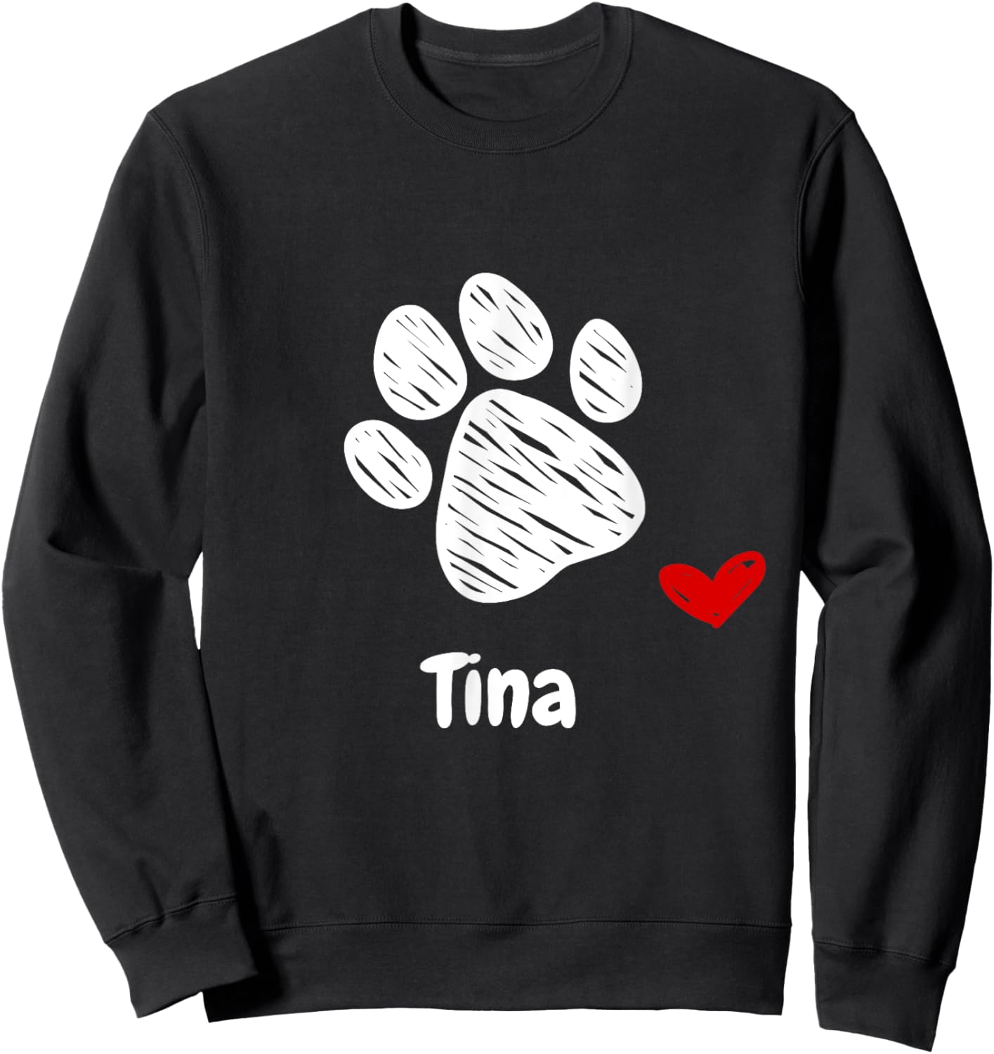 Tina Dog Paw Best Puppy Dog Named Tina Dog Lover Sweatshirt - Sweatshirt | Black