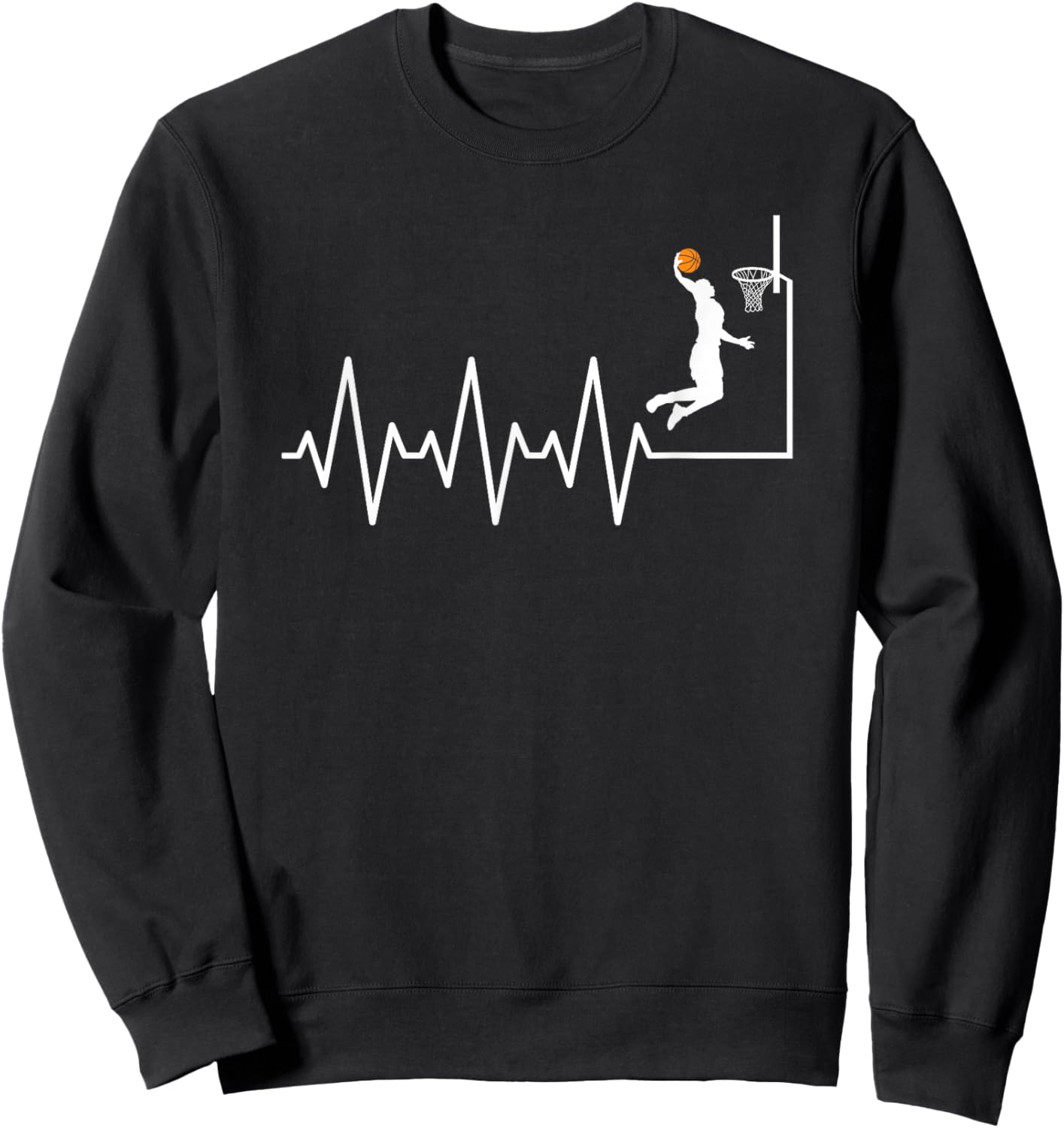Funny Basketball Heartbeat Basketball Player Sweatshirt - Sweatshirt | Black