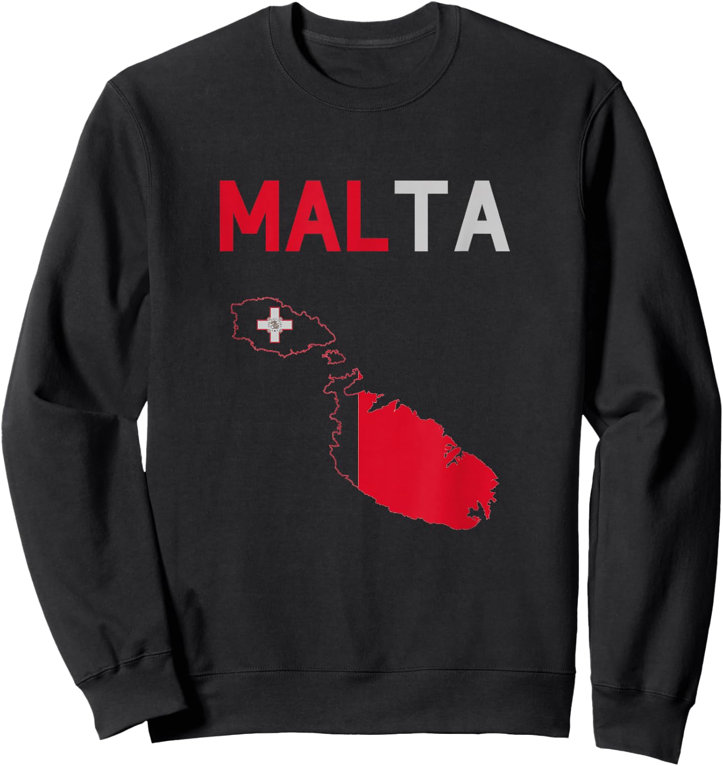 Malta Flag and Map Sweatshirt - Sweatshirt | Black