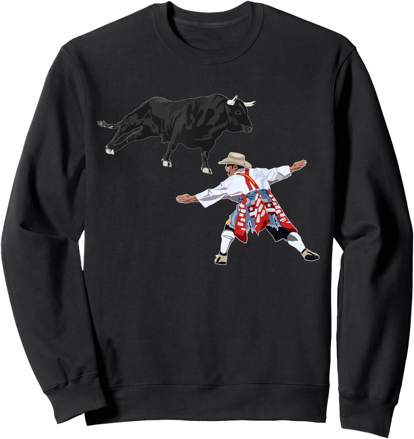 Rodeo Clown Funny Bull Fighting Lover Gag Bullfighter Outfit Sweatshirt - Sweatshirt | Black