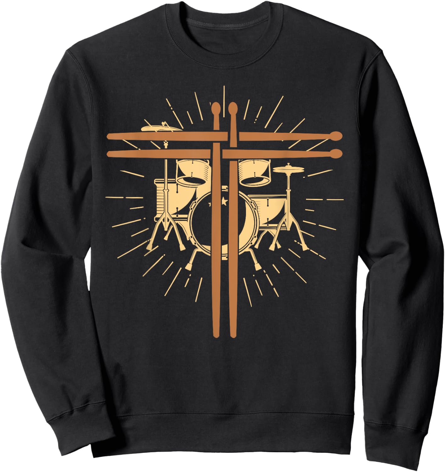 Christian Drummer Drum Sticks Cross Religious Band Drummer Sweatshirt - Sweatshirt | Black