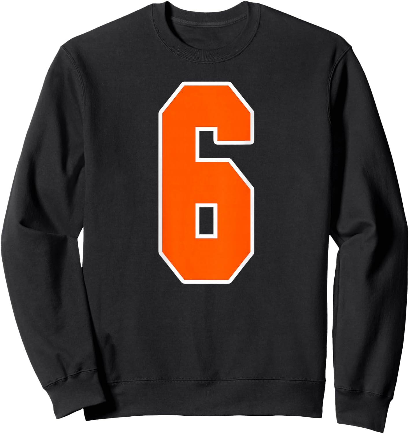Back Print Orange Sports Block Number 6 For Sports Team Sweatshirt - Sweatshirt | Black
