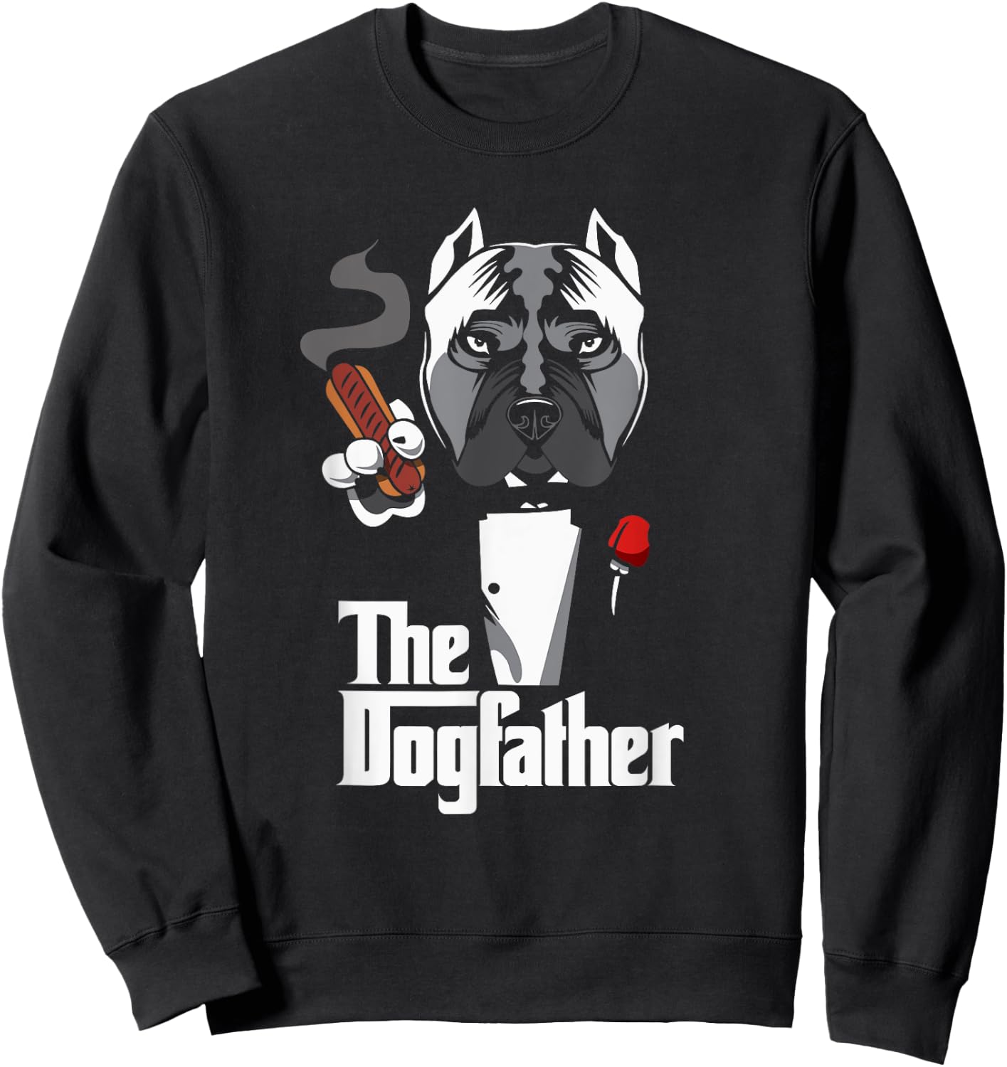 Utopia Sport Dogs Shop The Dogfather Funny , Men's Black Cartoon Dog , Small, Classic Fit, Short Sleeve Sweatshirt - Sweatshirt | Black