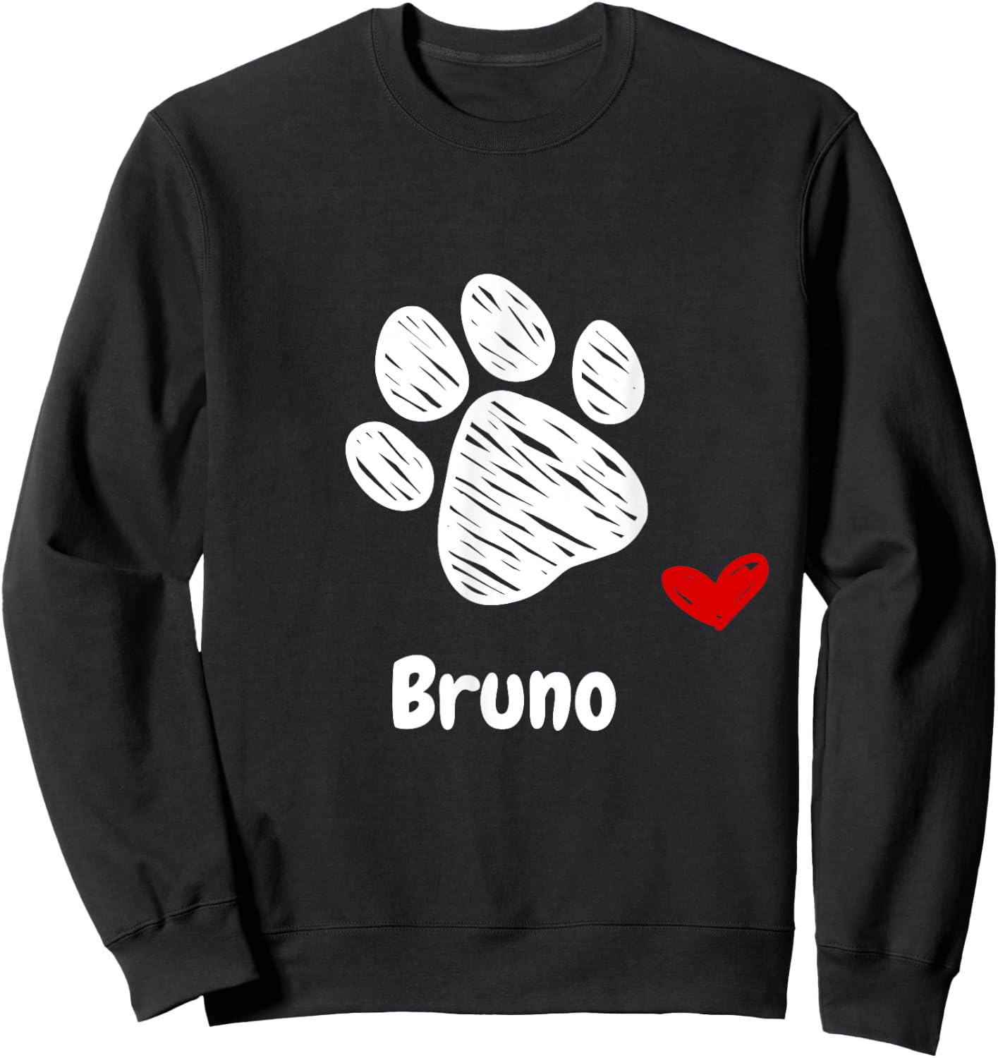 Bruno Dog Paw Best Puppy Dog Named Bruno Dog Lover Men Women Girls Kids Sweatshirt - Sweatshirt | Black