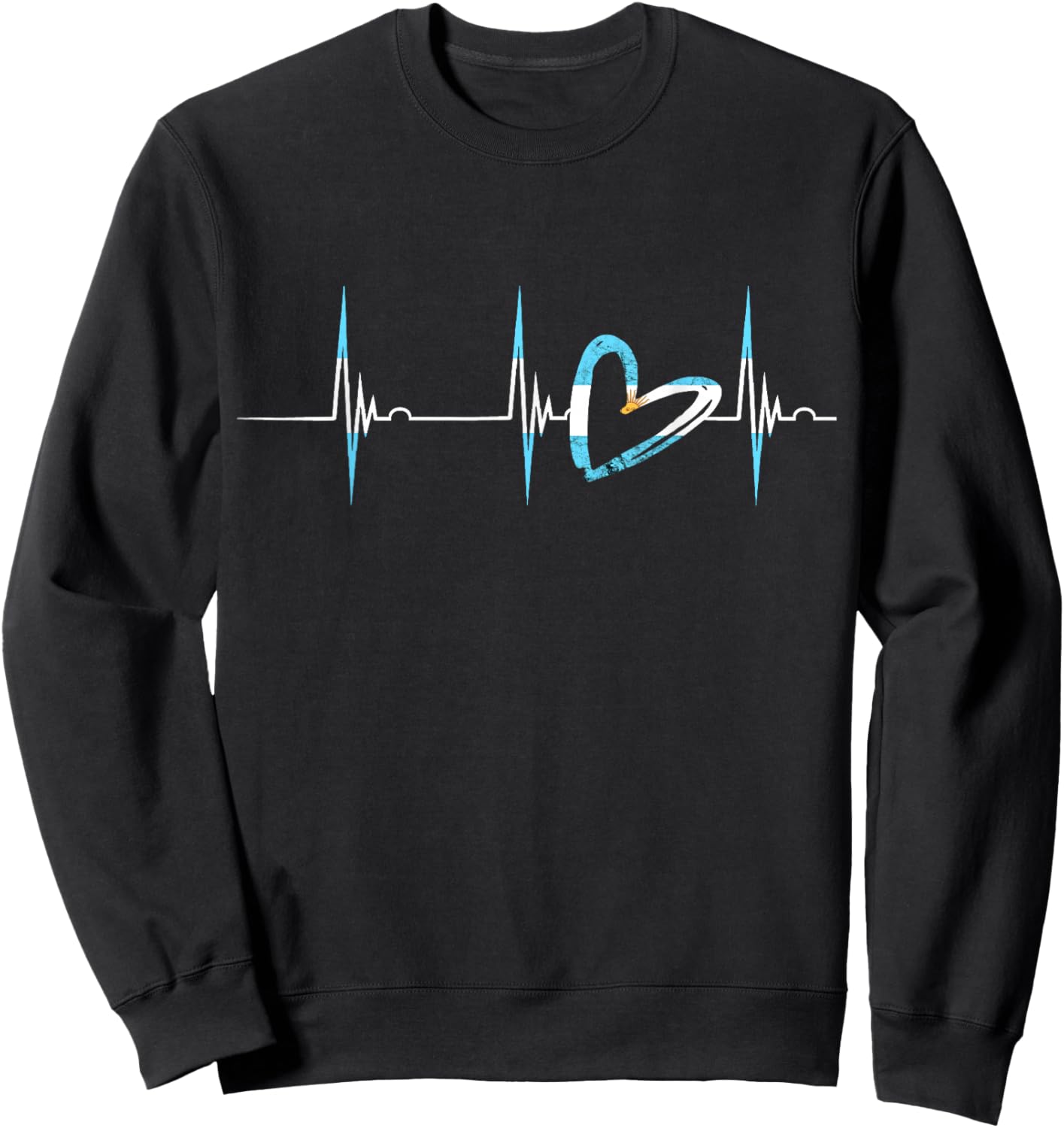 Heartbeat EKG Pulse Argentinian Heart Argentina Sun Of May Sweatshirt - Sweatshirt | Black