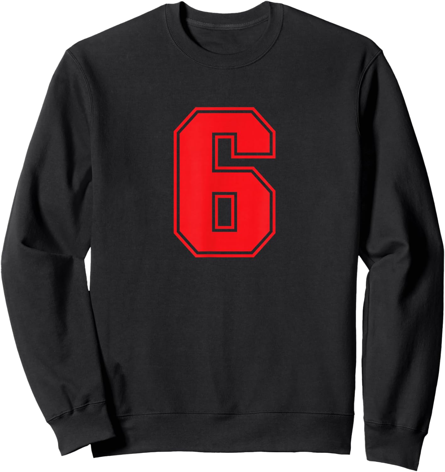 Number #6 Red Sport Number Sweatshirt - Sweatshirt | Black