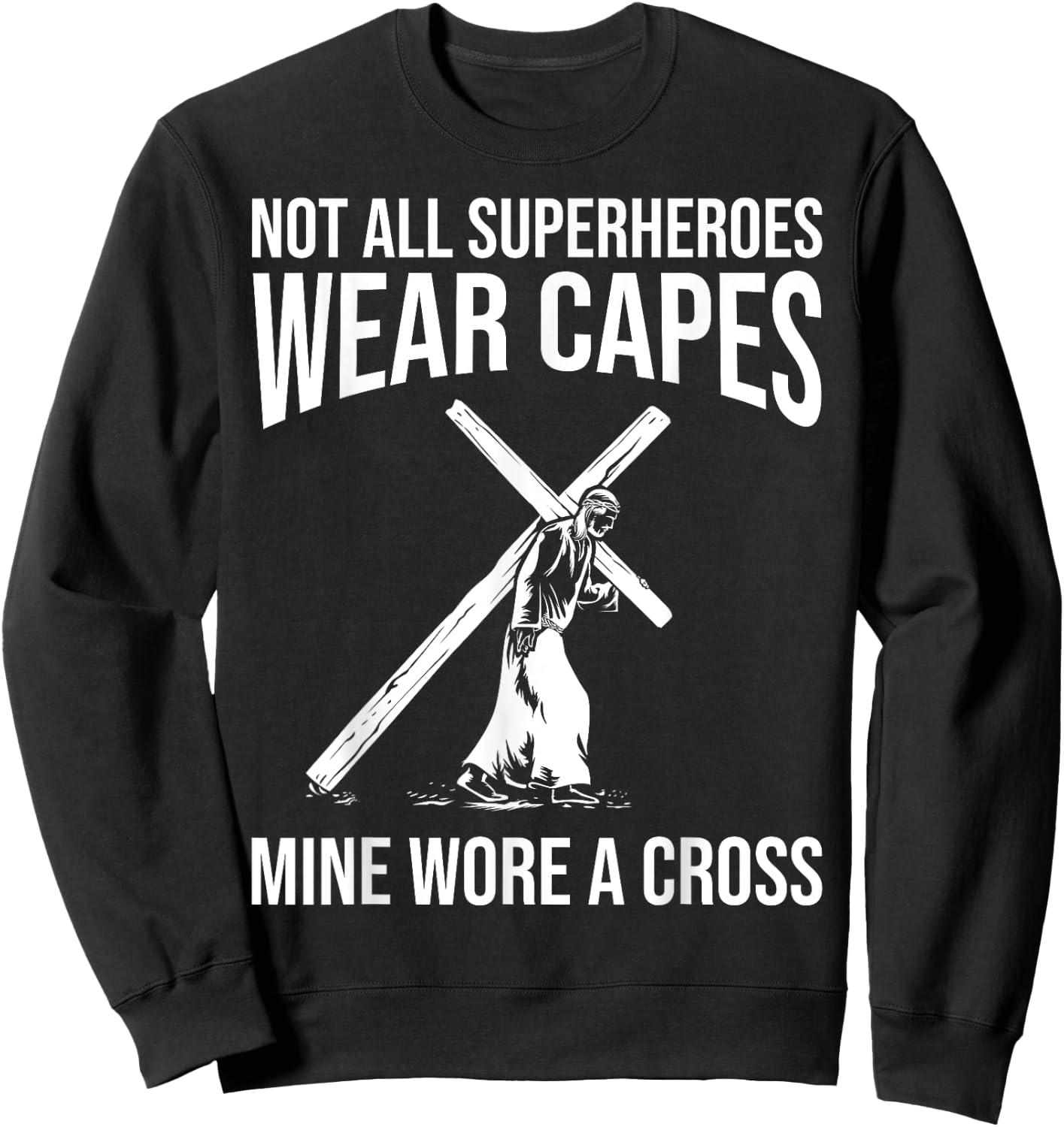Funny Jesus Superhero Design Men Women Jesus Christ Cross Sweatshirt - Sweatshirt | Black