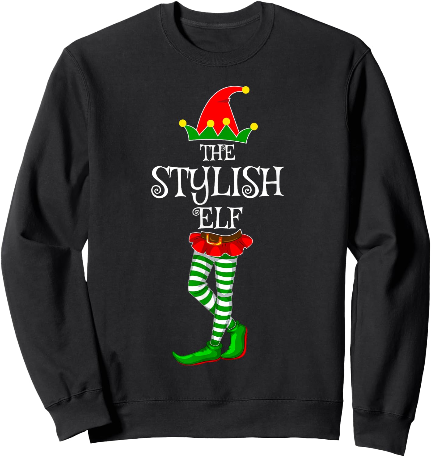 The Stylish Elf Family Matching Xmas Funny Idea Christmas Sweatshirt - Sweatshirt | Black