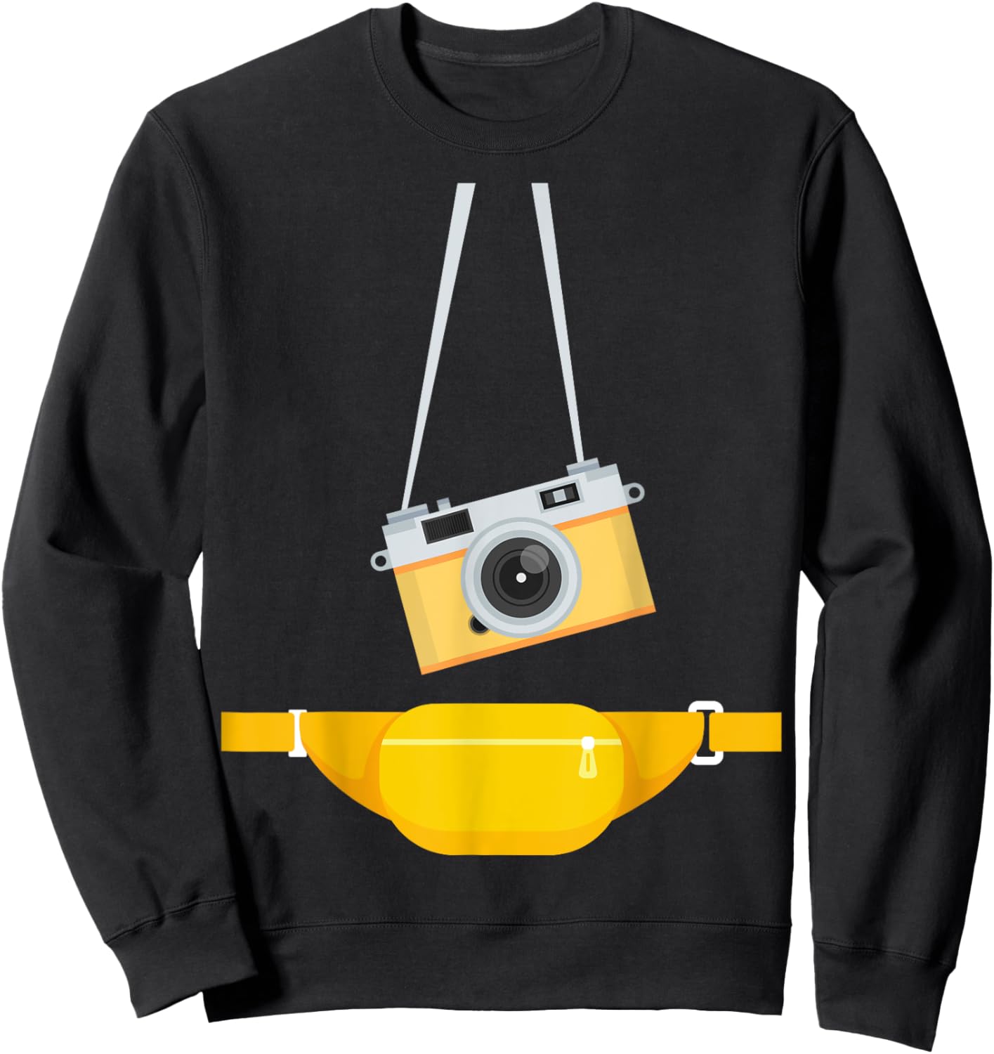 Fake Tourist Photographer Strap Hanging Camera & Bum Bag Sweatshirt - Sweatshirt | Black