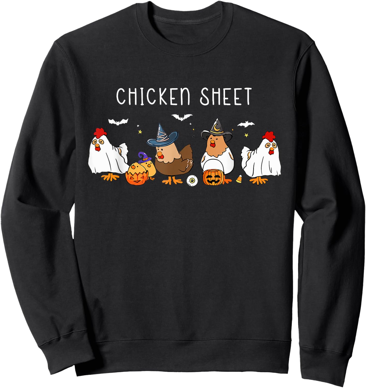 Funny Chickens Boo Ghost Farm Animal Halloween Chicken Sheet Sweatshirt - Sweatshirt | Black