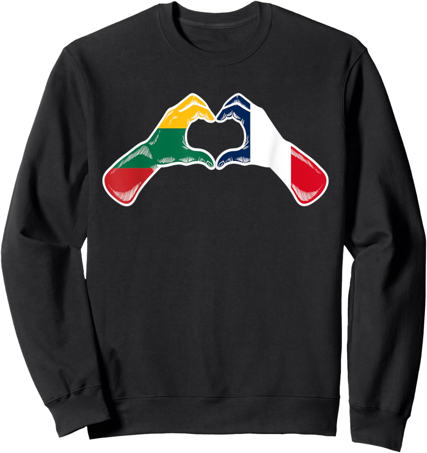 Lithuania France Flag - Lithuanian French Heart Sweatshirt - Sweatshirt | Black