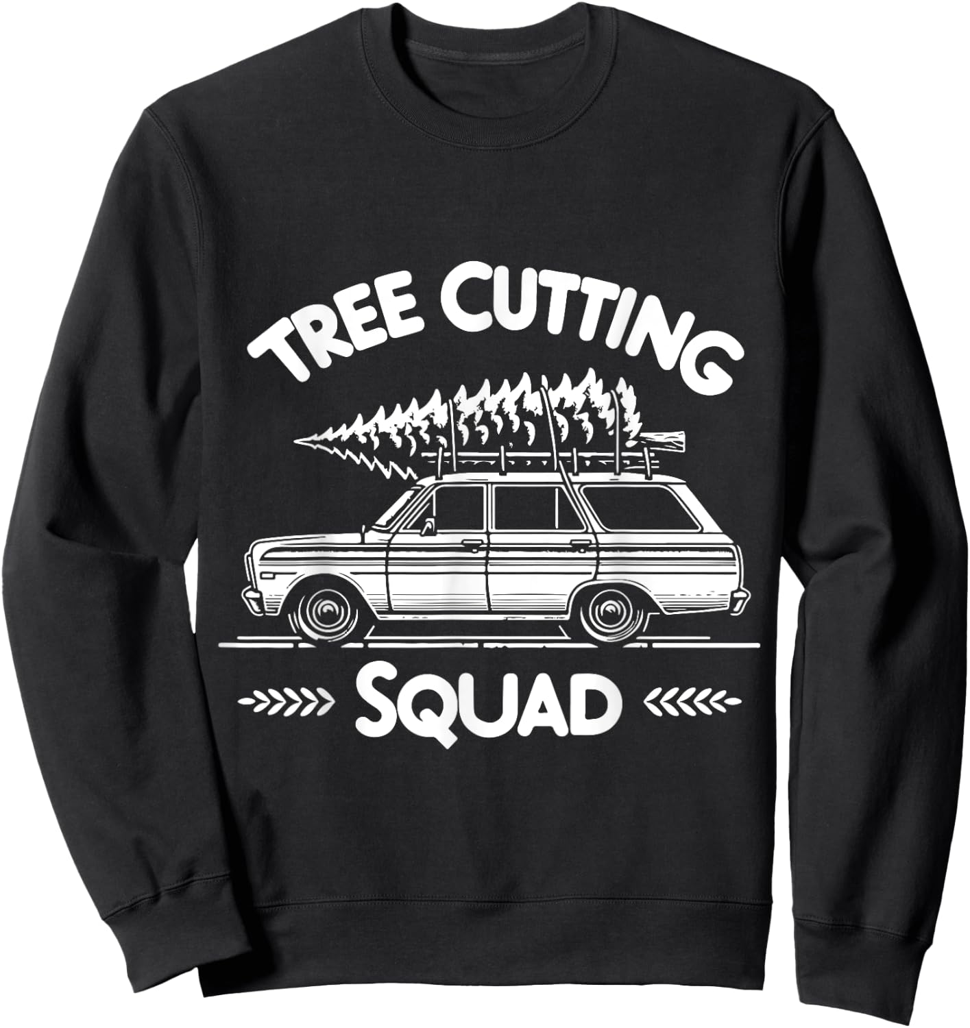 Christmas Tree Cutting Squad Retro Sweatshirt - Sweatshirt | Black