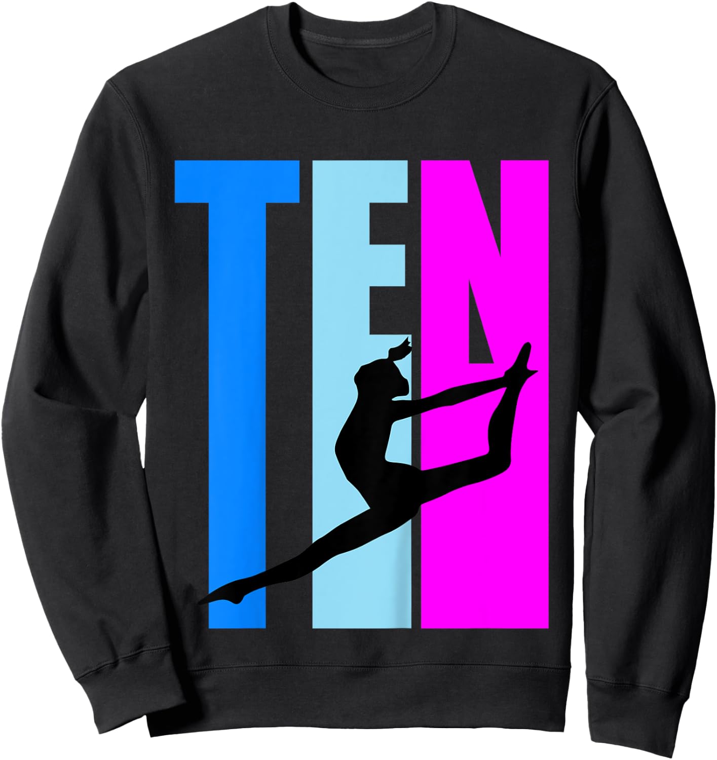 Kids 10th Birthday Gymnastics Girls Gymnast Dance Dancer Dancing Sweatshirt - Sweatshirt | Black