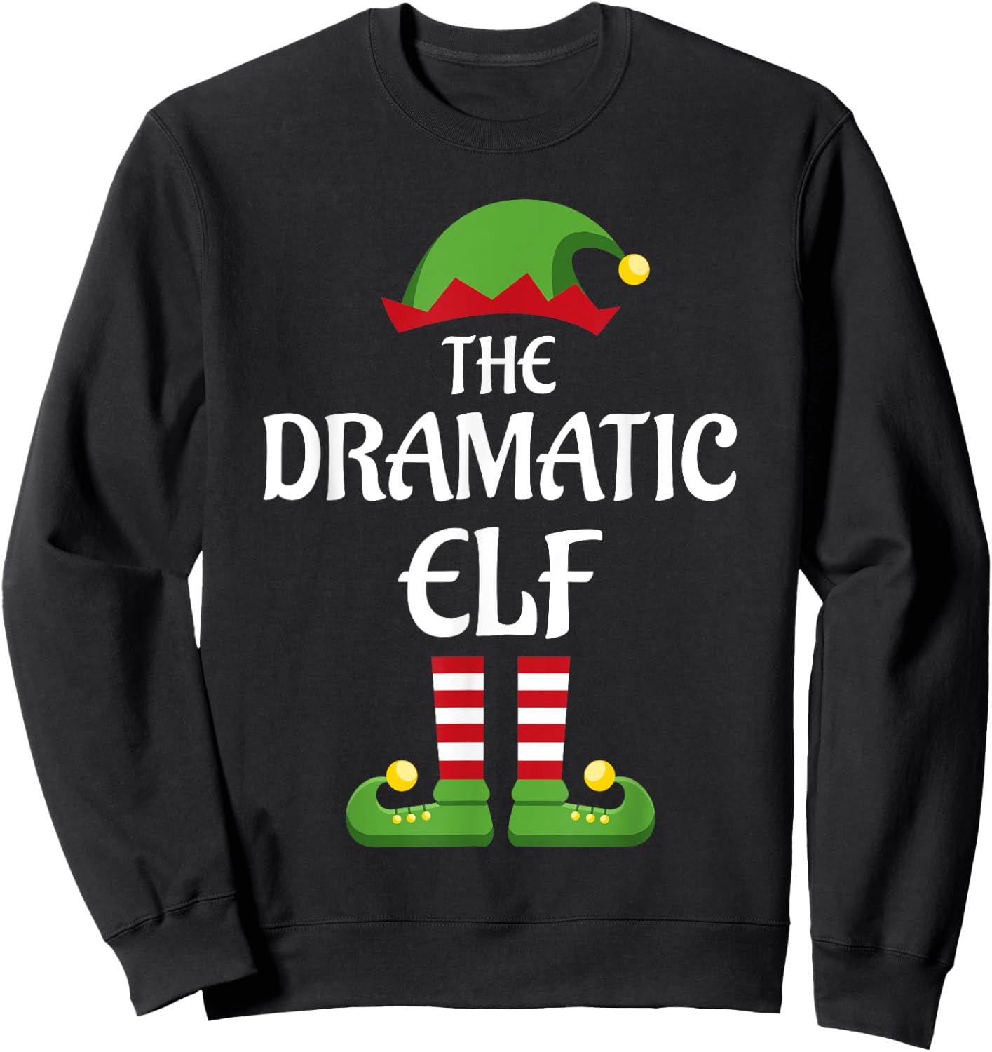 Dramatic Elf Family Matching Group Christmas Sweatshirt - Sweatshirt | Black