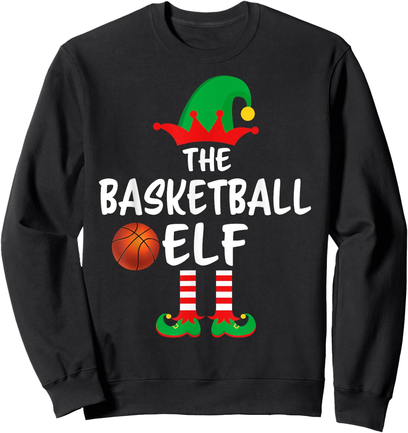 The Basketball Elf Matching Family Christmas Sweatshirt - Sweatshirt | Black