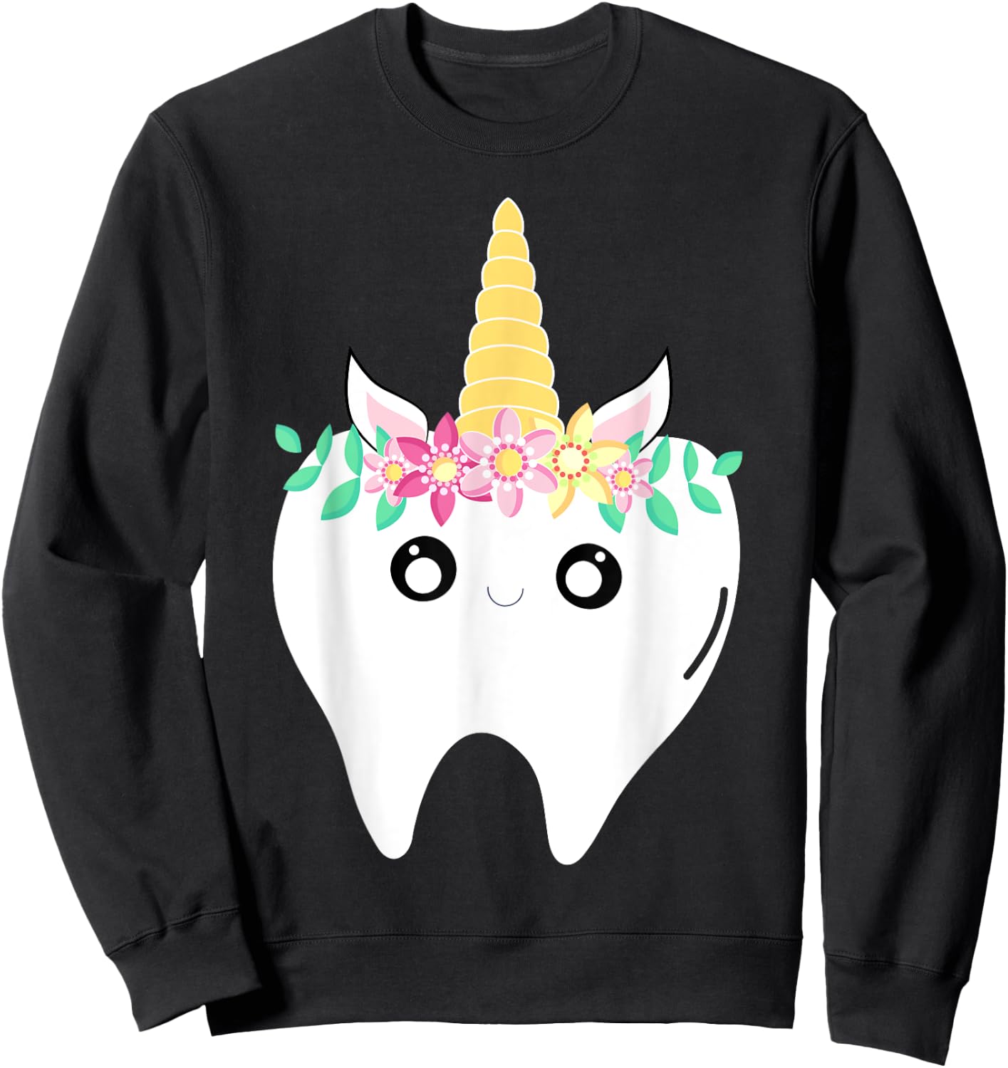 Unicorn Tooth Dentist Lost First Tooth Kawaii Fairy Tooth Sweatshirt - Sweatshirt | Black