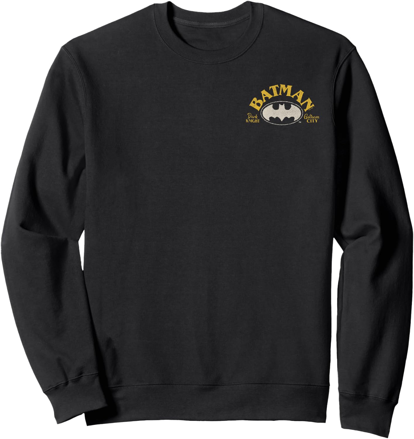 DC Comics Batman Dark Night Small Pocket Distressed Logo Sweatshirt - Sweatshirt | Black