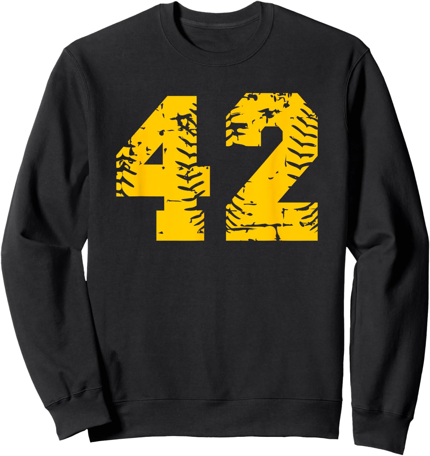 Number #42 Baseball Softball Yellow Number Sweatshirt - Sweatshirt | Black